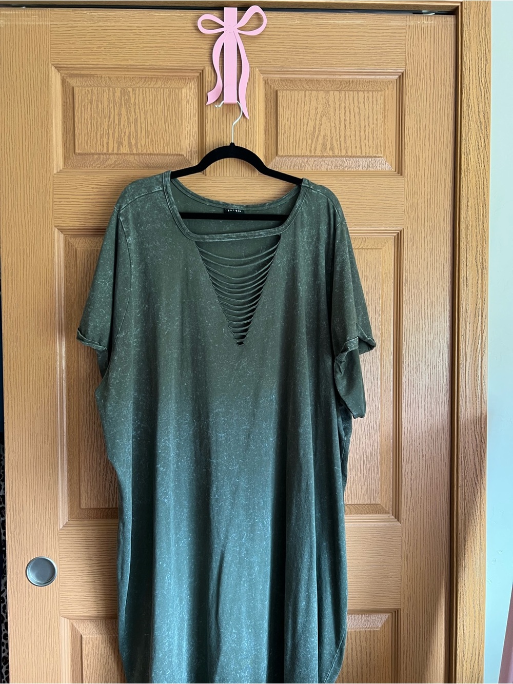 torrid Olive Green Short Sleeve Ladder Cutout Midi Dress